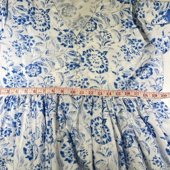 🥳SUMMER🥳 MALDILA BLUE/White Boho Midi Dress, Size L - Picture 9 of 9